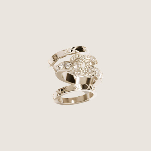 CHANEL 25P Rhinestone Crystal CC Matelassé Ring Set