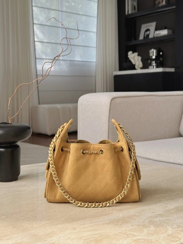 chanel 25 hobo bag suede ginger yellow