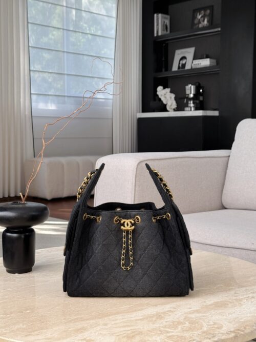 chanel 25c 25bag wash denim grey