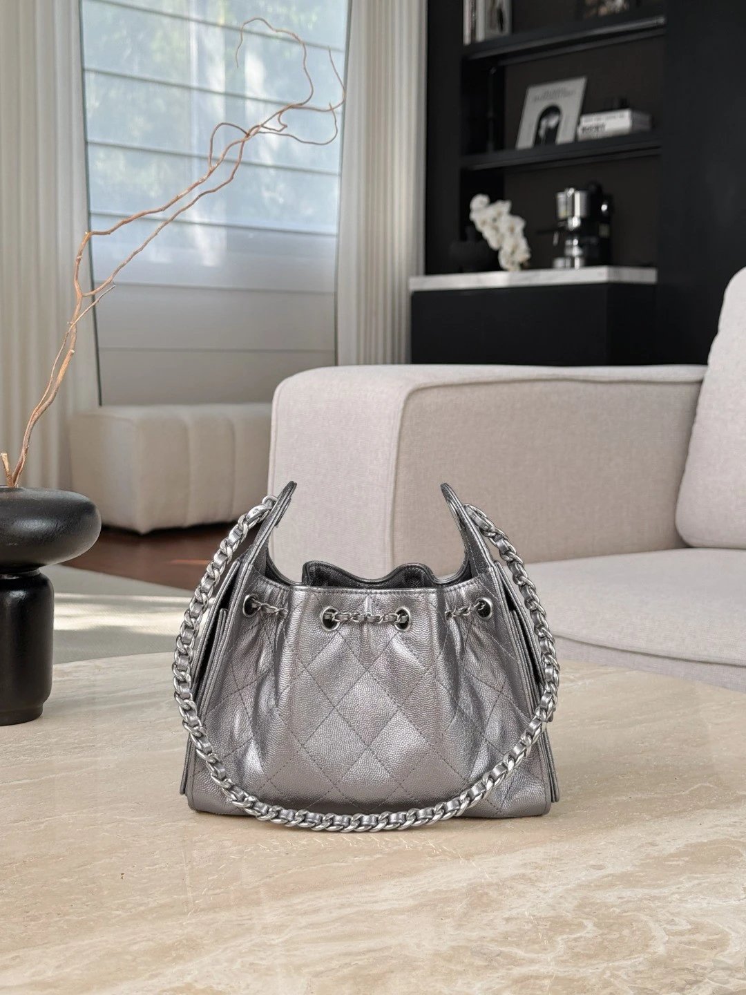 chanel 25bag calfskin in dark metallie silver chanel 25bag calfskin in dark metallie silver