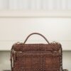 chanel classic vanity with chain braided raffia brown