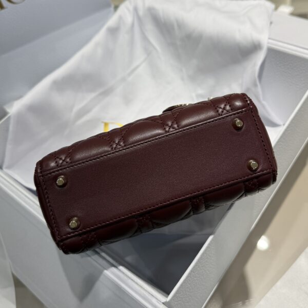 dior mini lady dior bag deep amaranth pearlescent cannage lambskin