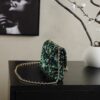 chanel green and black mosaic sequin mini flap bag gold hardware