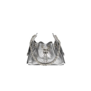 chanel 25bag calfskin in dark metallie silver