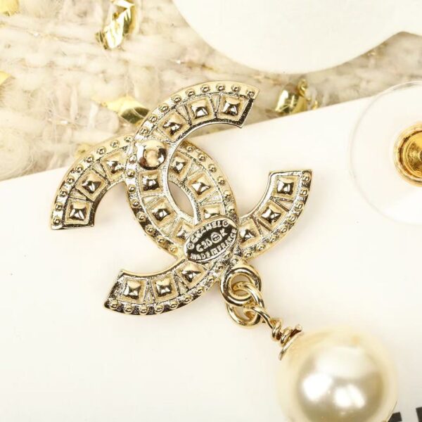 CHANEL Pale Gold Metal, Crystal And Pearl CC Drop Earrings