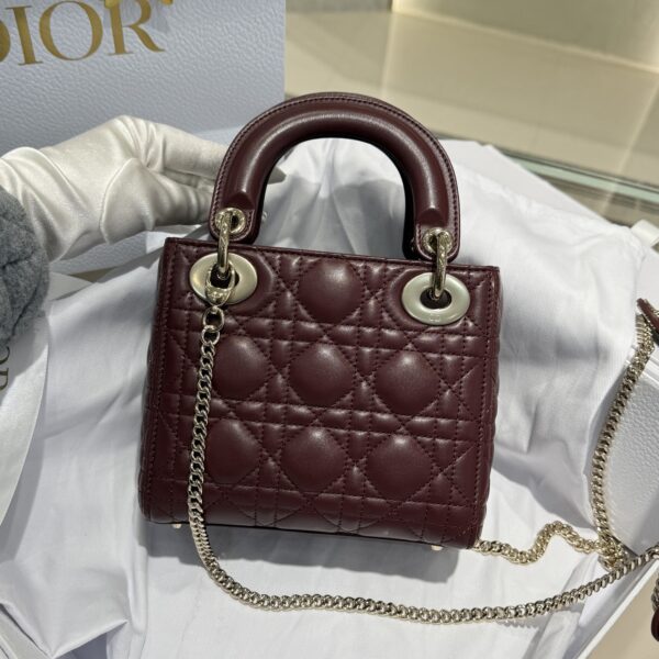 dior mini lady dior bag deep amaranth pearlescent cannage lambskin