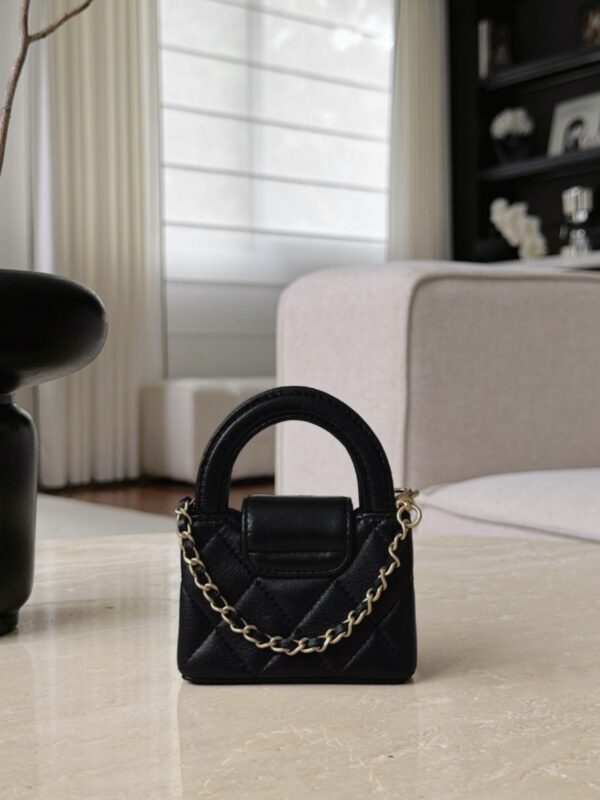 chanel 26c mini lambskin quilted bag charm in classic black