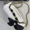 CHANEL Mini flap bag with top handle Tweed ,Silk