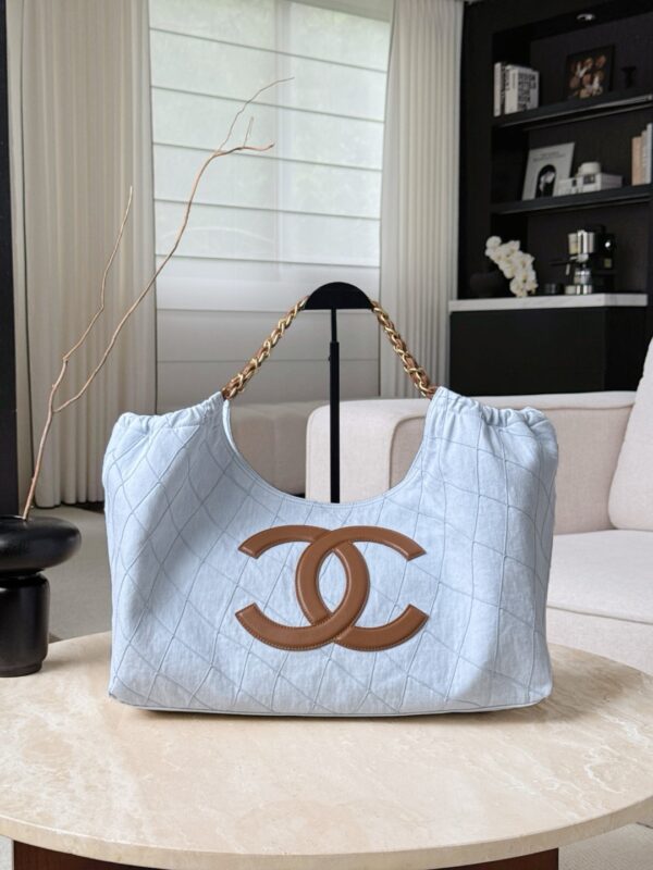 CHANEL Coco Beach Small Shopping Bag Blue Denim