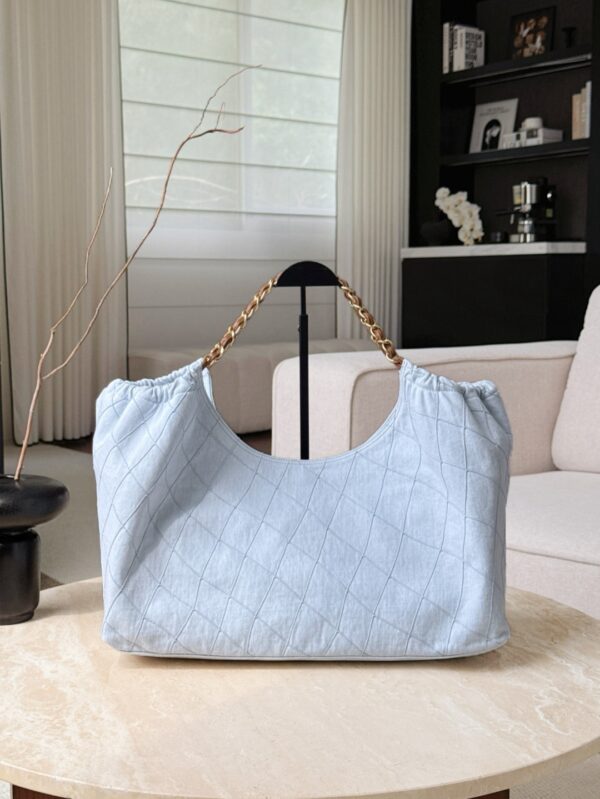 CHANEL Coco Beach Small Shopping Bag Blue Denim