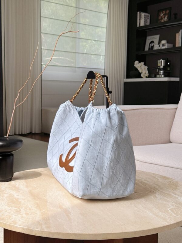 CHANEL Coco Beach Small Shopping Bag Blue Denim