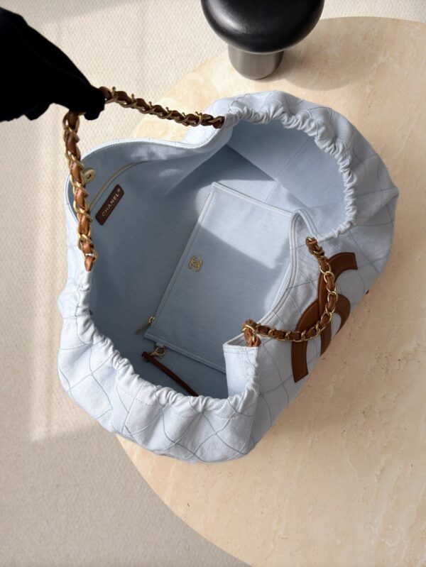 CHANEL Coco Beach Small Shopping Bag Blue Denim