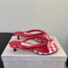 JIMMYCHOO Ruby Red Mix Mixed Gingham Cotton Mule Sandals with Gingham Bow