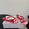 JIMMYCHOO Ruby Red Mix Mixed Gingham Cotton Mule Sandals with Gingham Bow