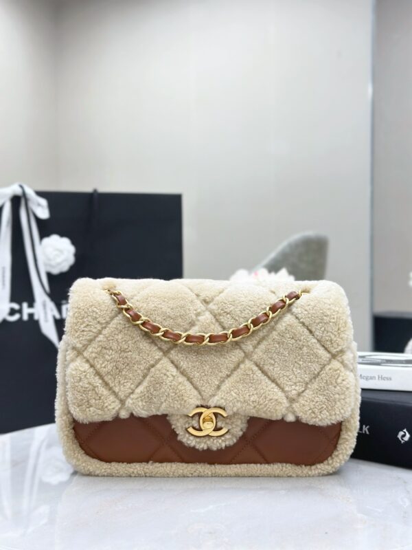 CHANEL 24K Teddy Bear-Shearling Flap Bag