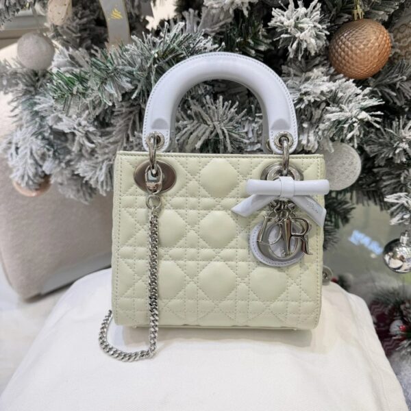 Mini Lady Dior Bag with Chain Two-Tone Green and Blue Cannage Lambskin