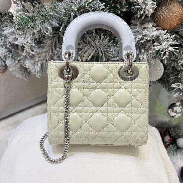 Mini Lady Dior Bag with Chain Two-Tone Green and Blue Cannage Lambskin