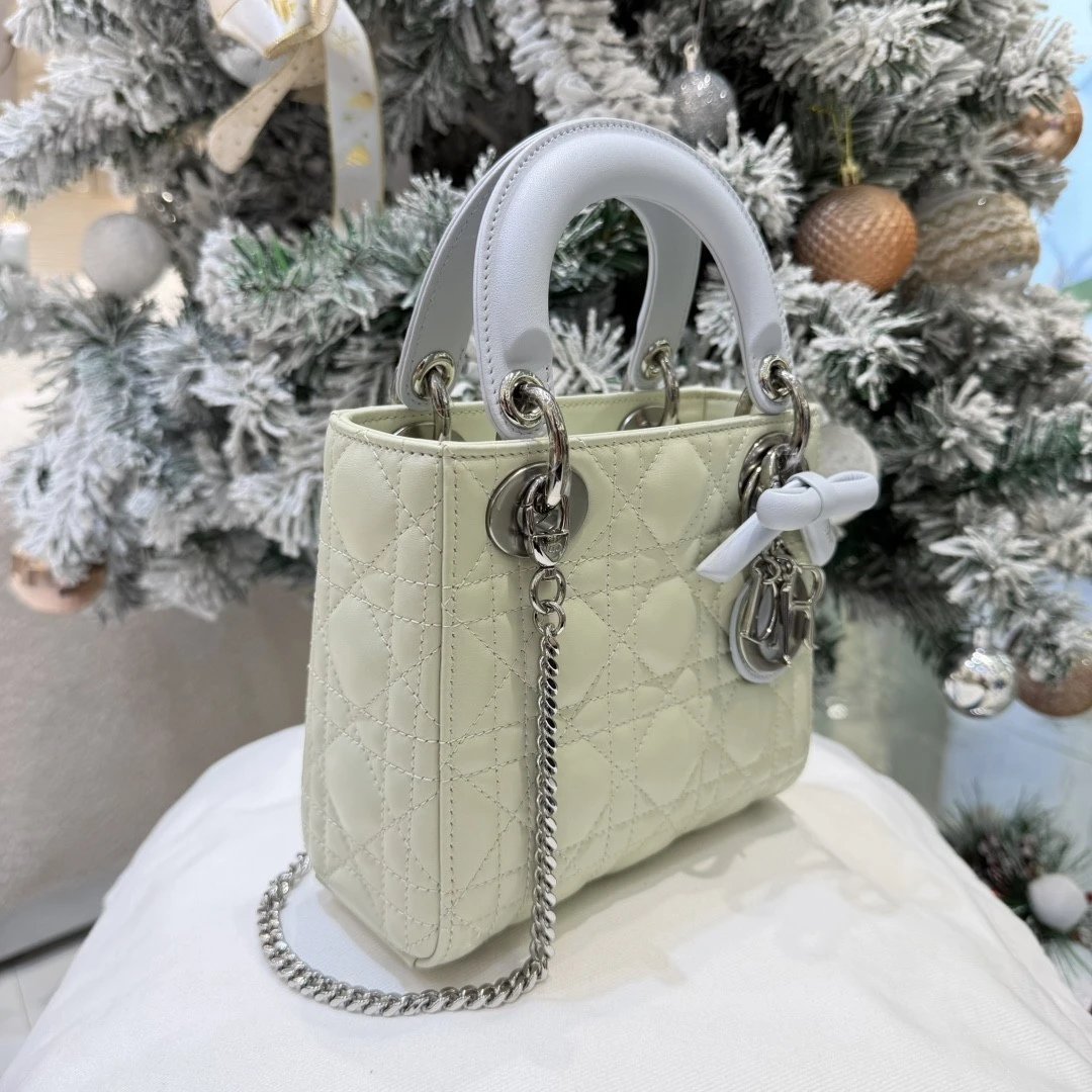 IMG_0643 Mini Lady Dior Bag with Chain Two-Tone Green and Blue Cannage Lambskin - 图片 4