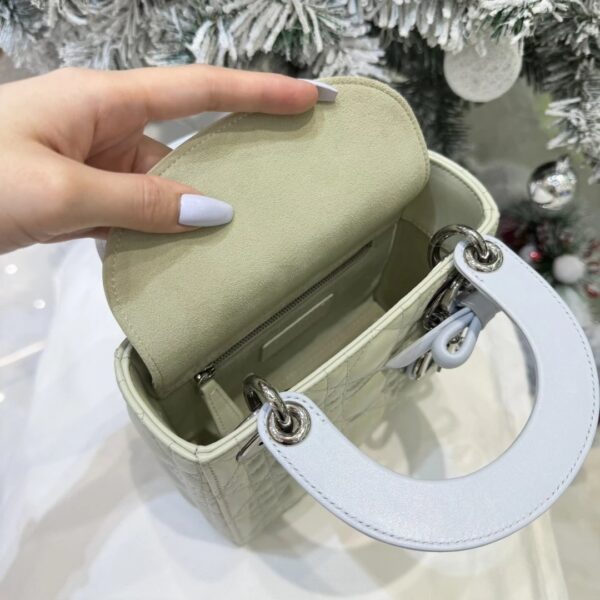 Mini Lady Dior Bag with Chain Two-Tone Green and Blue Cannage Lambskin