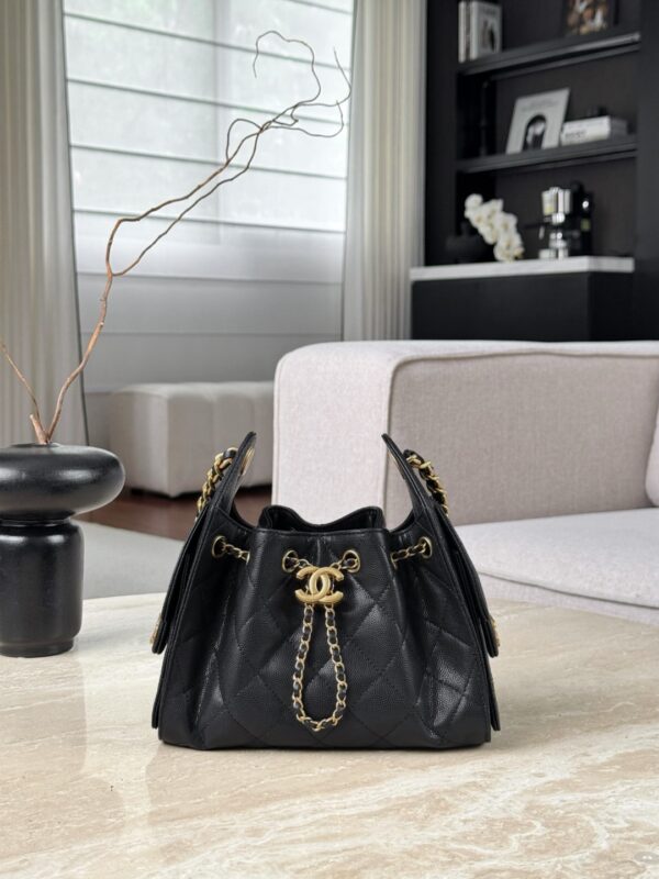 CHANEL 26C MINI Hobo Bag Grained Calfskin In Black