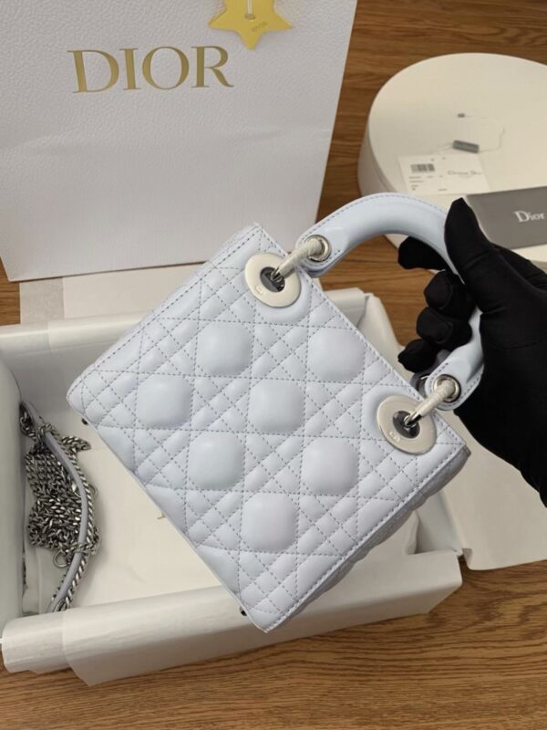 dior mini lady dior bag cannage lambskin glacier blue