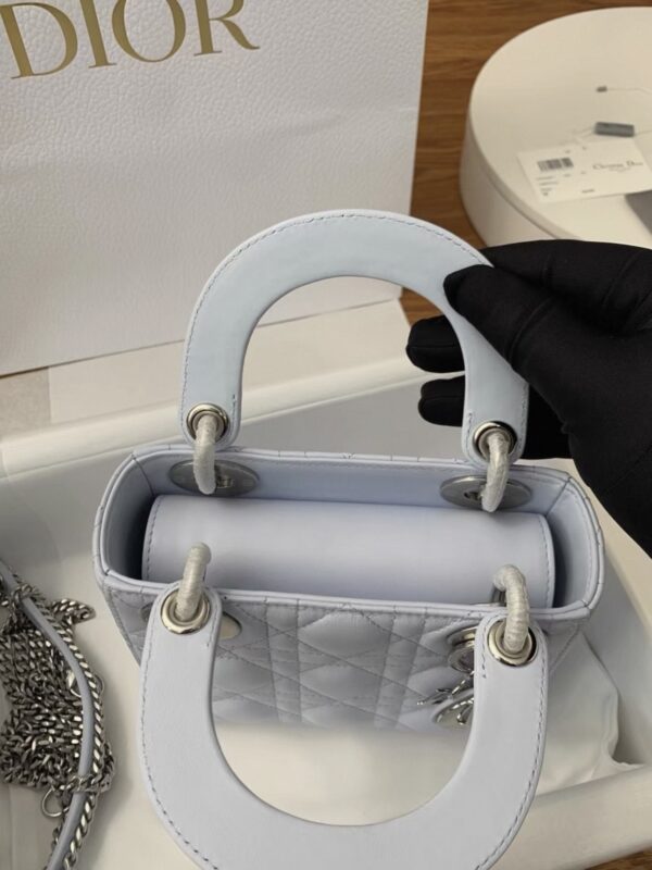 dior mini lady dior bag cannage lambskin glacier blue