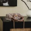 CHANEL Kelly 26c Bag in Brown Base Fabric with Dense Bead and Sequin Embroidery