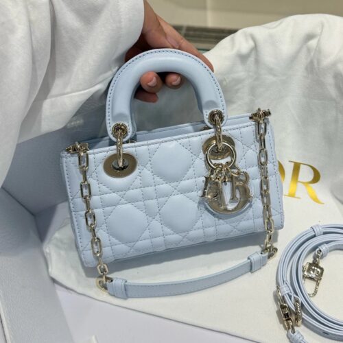 dior lady d joy bag cannage lambskin glacier blue