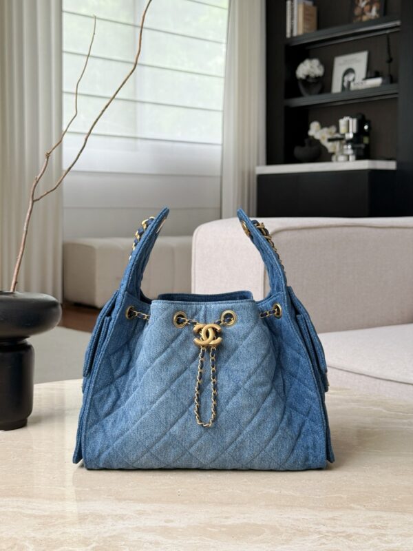 CHANEL 26P 25Bag Dark Wash Denim Blue