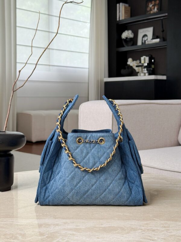 CHANEL 26P 25Bag Dark Wash Denim Blue