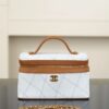 CHANEL Washed Denim Calfskin Vanity Case With Chain Blue Brown
