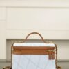 CHANEL Washed Denim Calfskin Vanity Case With Chain Blue Brown