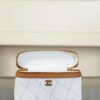 CHANEL Washed Denim Calfskin Vanity Case With Chain Blue Brown