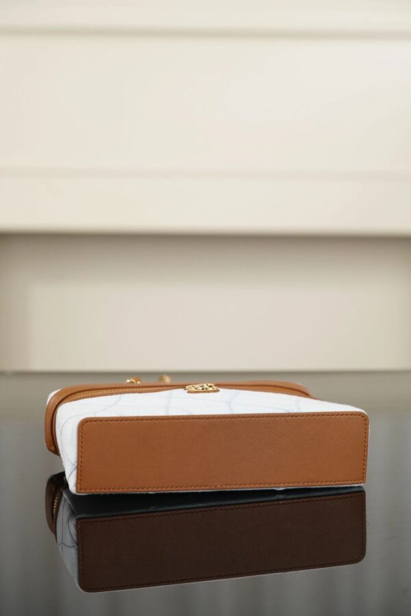 CHANEL Washed Denim Calfskin Vanity Case With Chain Blue Brown