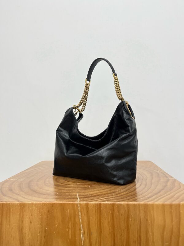 YSL HORTENSE small hobo in shiny leather in Black