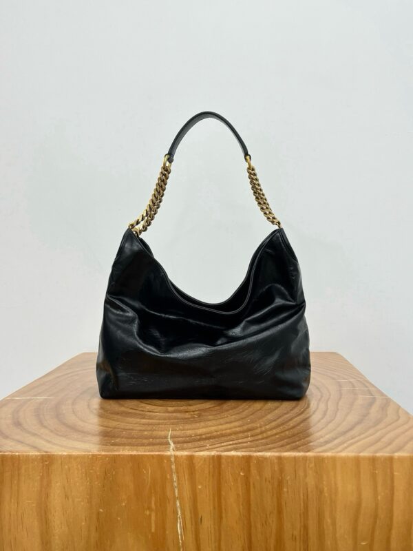YSL HORTENSE small hobo in shiny leather in Black