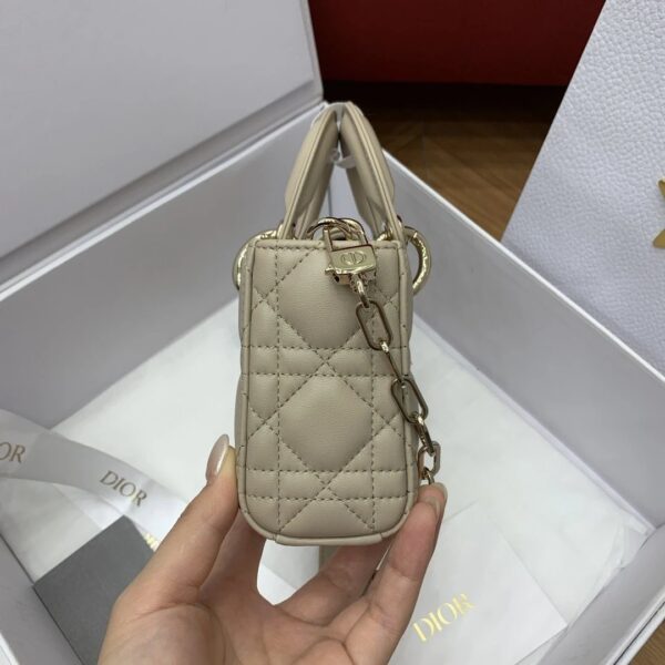 DIOR MINI Lady D-Joy Bag Cannage Lambskin-Sand-Colored