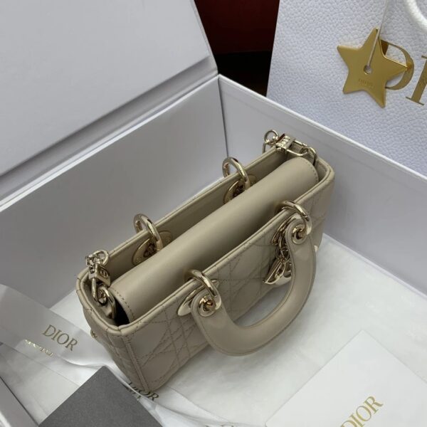 DIOR MINI Lady D-Joy Bag Cannage Lambskin-Sand-Colored