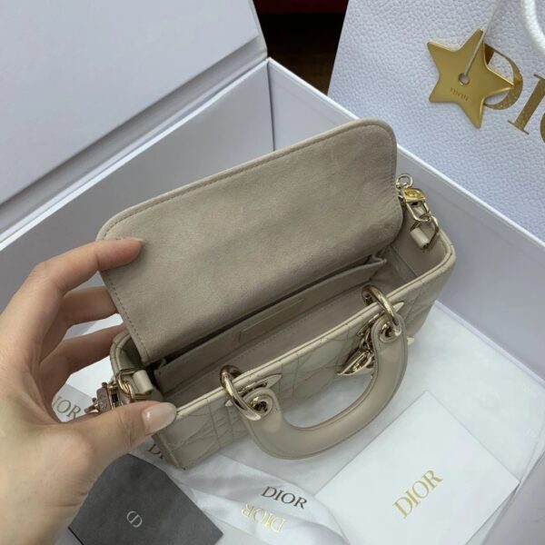 DIOR MINI Lady D-Joy Bag Cannage Lambskin-Sand-Colored