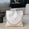 CHANEL Shiny Calfskin Quilted 22bag White