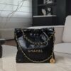CHANEL Shiny Calfskin Quilted 22bag Black
