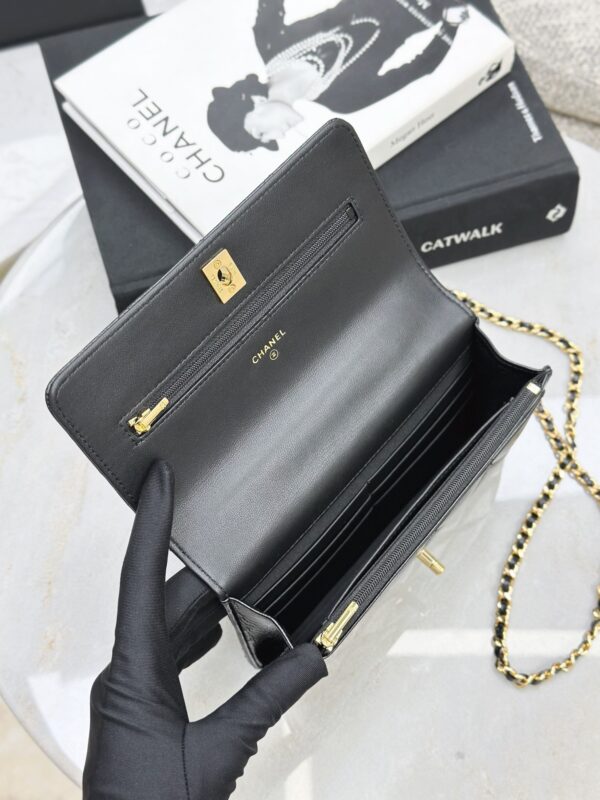 chanel wallet on chain shiny lambskin