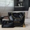 CHANEL Shiny Calfskin Quilted 22bag Black