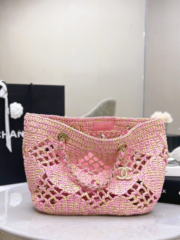 CHANEL 24A Cocobeach Collection Raffia Small Tote Bag