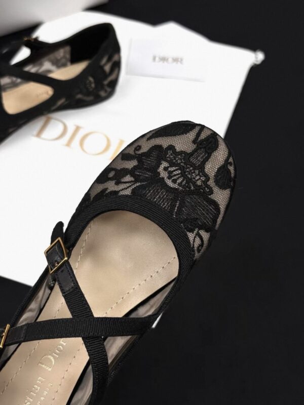 DIOR Very Dior Ballet Flat Transparent Mesh Embroidered with Black Millefiori Motif