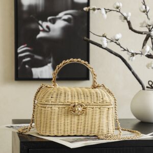 chanel vanity rattan bag