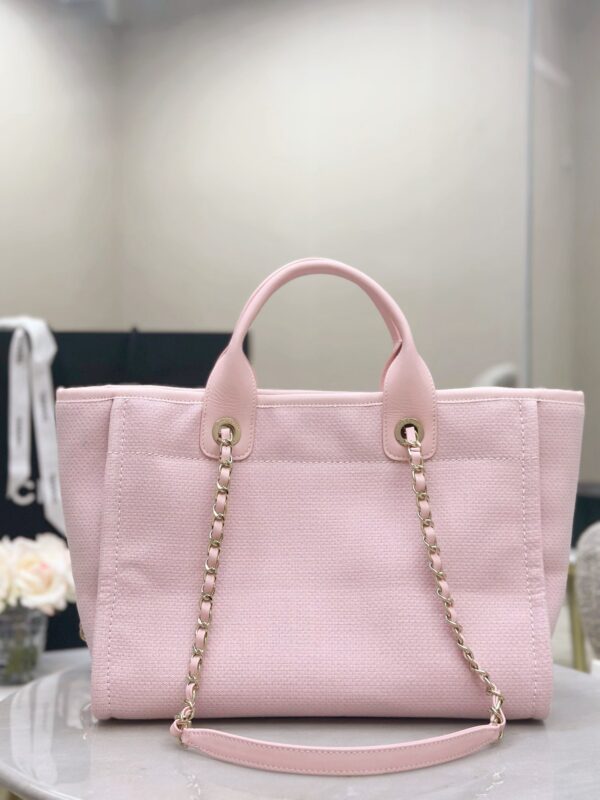 CHANEL Small Deauville Shopping Tote Light Pink Canvas
