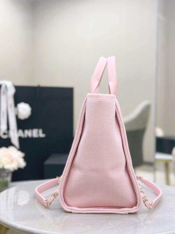 CHANEL Small Deauville Shopping Tote Light Pink Canvas