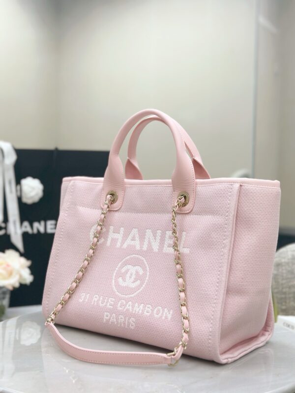 CHANEL Small Deauville Shopping Tote Light Pink Canvas