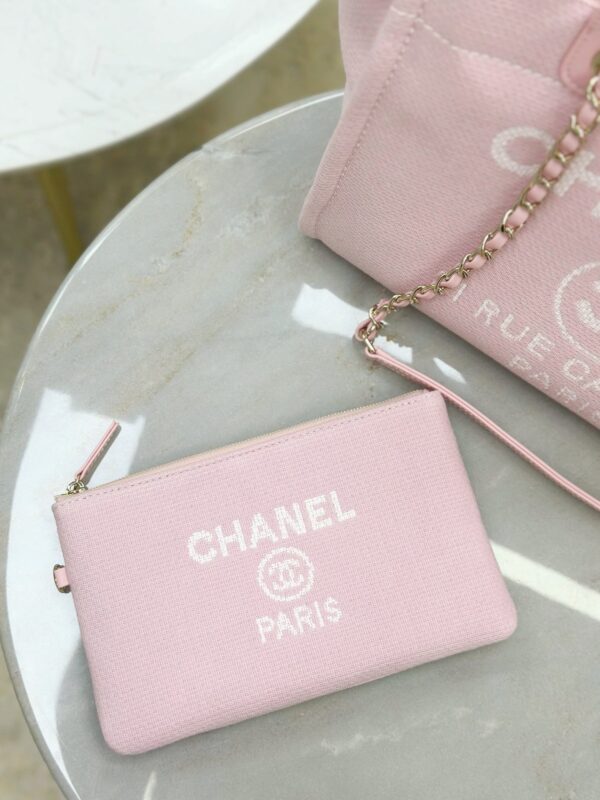 CHANEL Small Deauville Shopping Tote Light Pink Canvas